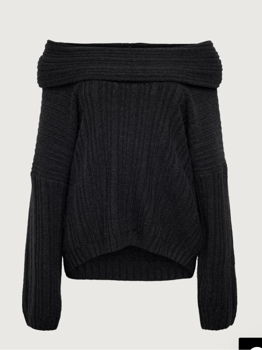 OAK + FORT Black Off-the-Shoulder Ribbed Sweater